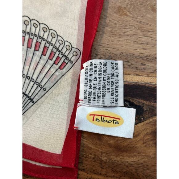 Talbots Women's Multicolor Fan Coloring 100% Silk Scarf vintage - Picture 3 of 5